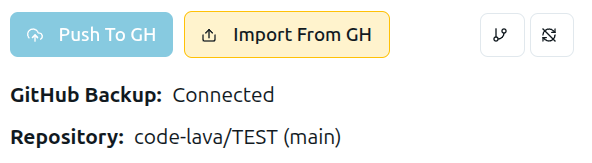 Git integration dialog showing the Push and Import buttons