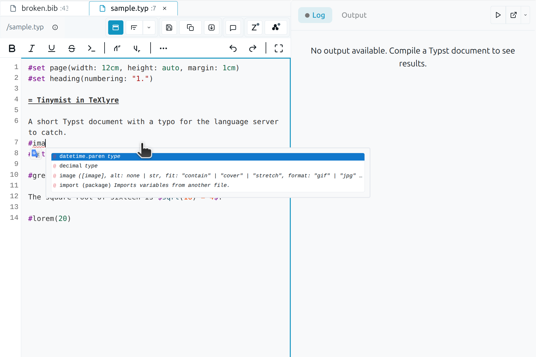 TeXlyre LSP autocomplete